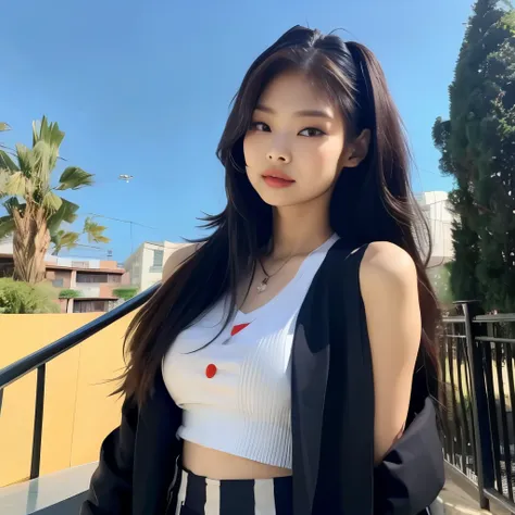 jennie kim em um local futurista rosa