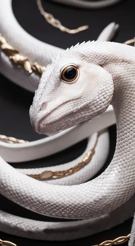 masterpiece, highest quality, 8K, 4K, A White Snake, black eye, temple, front図ing, front図, front, head shot, one head, pure white snake,