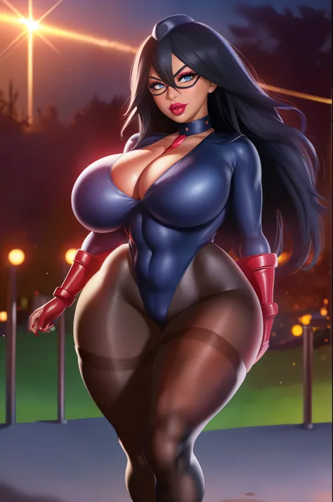 Midnight, my hero academia, choker, ((dollsuit)), ((pantyhose)), ,(((bimbo))), breast tattoo, looking at viewer, smile, furrowed brow, 
Black_hair,Very_long_hair,blue_EYES,Bangs,  
1 girl, Beautiful long legs,Beautiful body,Beautiful Nose,Beautiful charact...