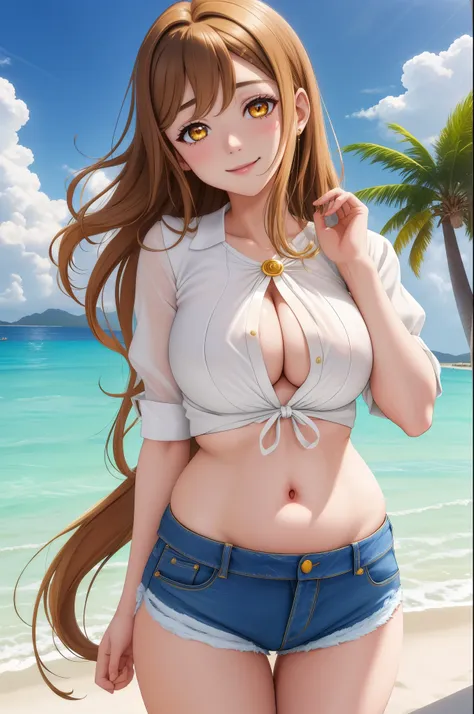 masterpiece, best quality, (kunikida hanamaru:0.999), (long hair:0.888), (breasts:0.878), (brown hair:0.875) ,(large breasts:1.0...