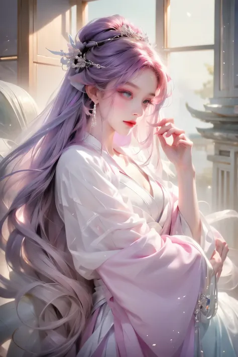 Close-up of a woman wearing a purple dress and tiara, beautiful fantasy queen, ((beautiful fantasy queen)), Inspired by Lan Ying, Inspired by Qiu Ying, palace , A girl wearing Hanfu, Queen of China, chinese princess, Inspired by Huang Ji, Inspired by Ma Yu...