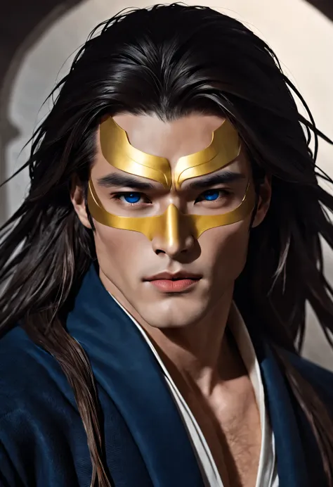 (male character design), Half body photo, Staring at the camera,
(Chinese handsome guy, King Lanling, high and arched), (messy, very long hair), (Wearing a navy blue woolen coat), Fair and delicate skin, looks like a virgin, Lips as red as vermilion, high ...