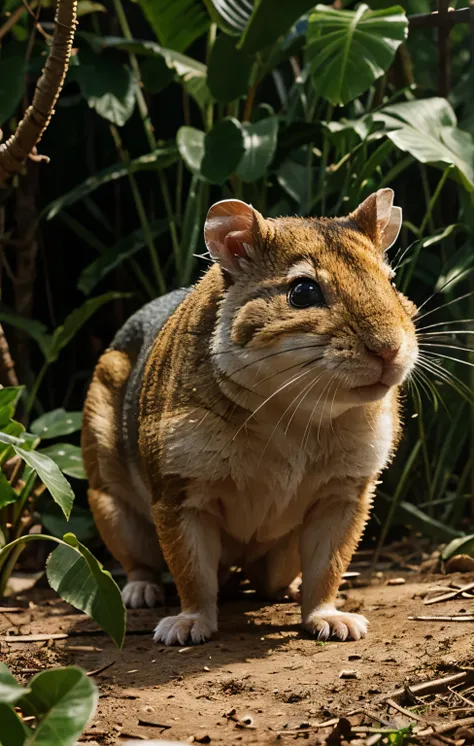 gerbil, high quality in jungle, 4k, hdr, realistic, animal