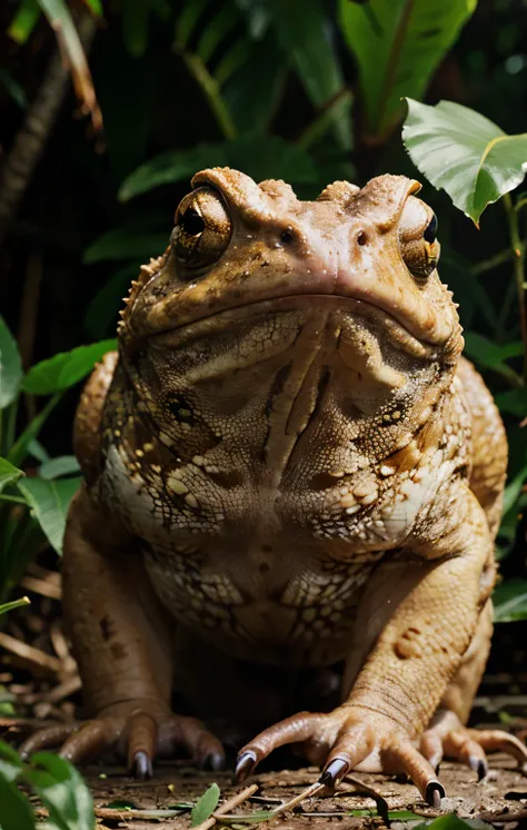 Cane Toad, high quality in jungle, 4k, hdr, realistic, animal