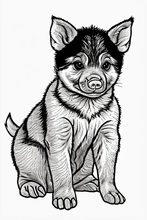 Cute baby piglet, coloring book page, simple
and clean line art, children drawing book. Black
and white, crisp black lines, sharp lines. Simple
coloring page for kids, featuring a cartoon style
cub, cartoon style, very white background, no
shades.
