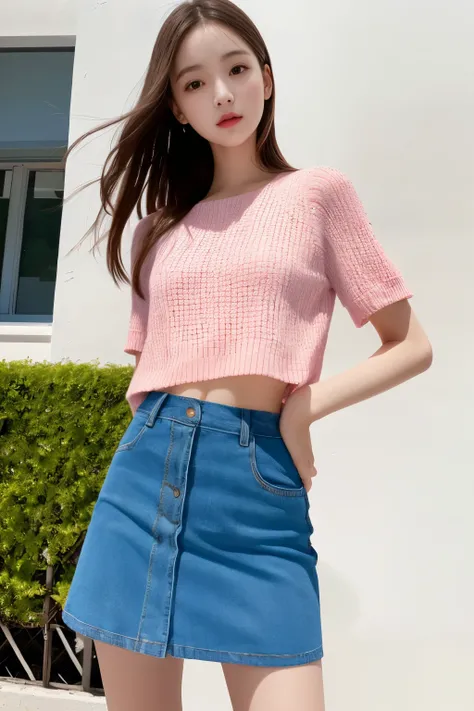 1 girl、bright spring clothes、mini skirt、(muste piece: 1.1),  (best quality: 1.1)、(highly detailed skin), (best quality:1.0), (ultra high resolution:1.0) ,(realistic photo:1.0), (Super detailed:1.0), (8K, Raw photo:1.1),