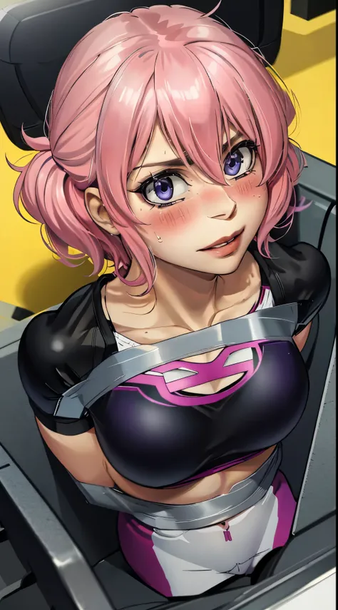 (best quality:1.3), (4k quality), 1 mature woman, Mina Ashido by boku no hero, ((Detailed face)), (blush), city, (gym clothing)