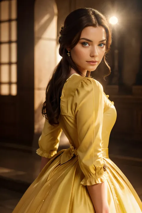 Exquisite detail brings this portrait of princess Belle in her stunning yellow dress to life. Captured with a 30-megapixel camera, this 4k image was taken using an 85-mm-lens at a sharp-focus aperture of f:8, with an ISO of 100 and a shutter-speed of 1:125...