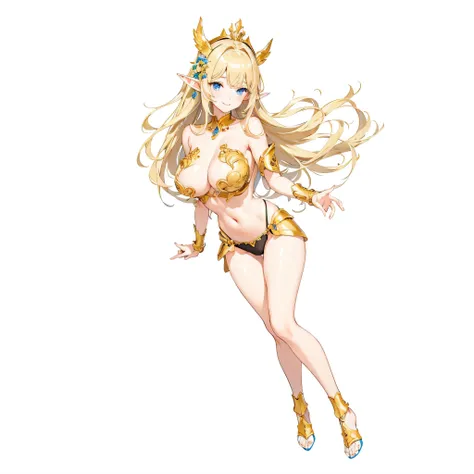 masterpiece、highest quality、very detailed、High resolution、１６ｋ、I can see your nipples、Teetoob proportions、goblinの女の子、Glittering golden armor、extremely transparent skirts、black panties、very white skin、beautiful fingers、Anime girl with very big breasts posing...