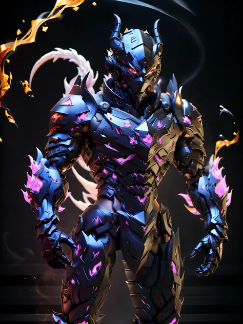  Ninja, (, black:1.5), DRAGON HEAD, HEAVY CRYSTAL NINJA ARMOR, TRANSPARANT, ABS, colourful smoke around the character