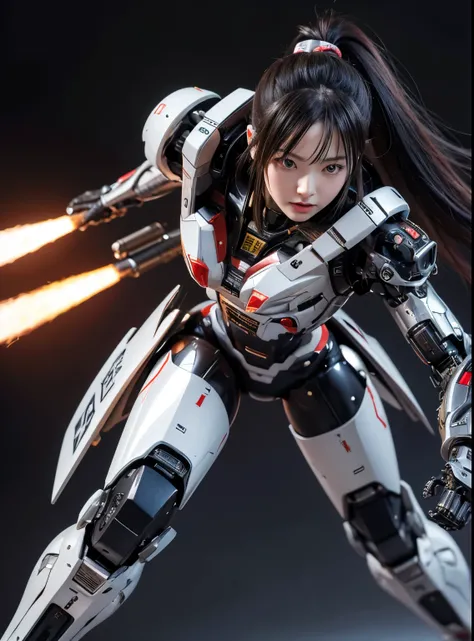 rough skin, Super detailed, advanced details, high quality, 最high quality, High resolution, 1080P, hard disk, beautiful,(cyborg),missile,rocket,machine gun,beautifulcyborgの女性,メカcyborgガール,battle mode,Mecha body girl,彼女は武器を持ったバトルcyborgメカを身に着けています,cyborg戦士