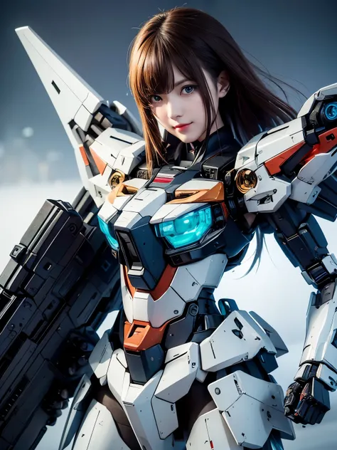 rough skin, Super detailed, advanced details, high quality, 最high quality, High resolution, 1080P, hard disk, beautiful,(gundam),beautifulサイボーグの女性,Mecha cyborg girl,battle mode,Mecha body girl,彼女は未来的なgundamメカを身に着けています,full body shot