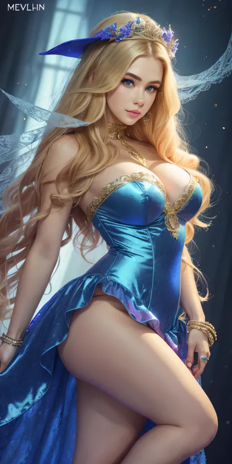 more realistic women、blonde beauty、Belarusian model、highest quality、Lots of details、Light blueのドレスを着た女性が写真撮影、astral witch costume、Fantasy costume、Live-action girls、beautiful heavenly magician、Bandeau dress inspired by cold plums、popular in。 cgstation、godde...