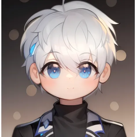 anime boy with white hair and blue eyes wearing a black shirt, kaworu nagisa, silver hair (ponytail), silver haired, 2 d anime style, killua zoldyck portrait, anime style portrait, inspired by Okumura Togyu, in an anime style, tall anime guy with blue eyes...