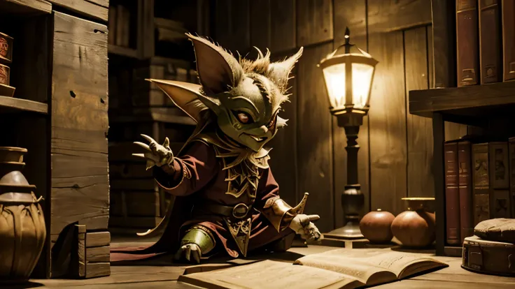 Gremlin in Pierot outfit, fantasy, epic, dungeons and dragons, commedia dellarte