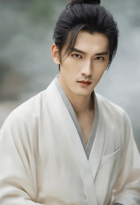 (male character design), Half body photo, Staring at the camera,
(Close-up of handsome Chinese boy Wei Jie making tea), He has a handsome face, Exquisite facial features, Tall figure, Delicate and fair skin, eyebrows, and unparalleled appearance. His eyes ...