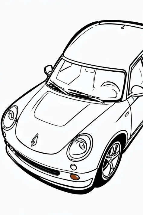 voiture coloring page, cartoon style,thick lines, few detaille,no background , no shadow