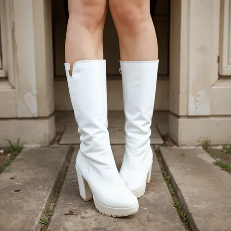 Well worn white boots