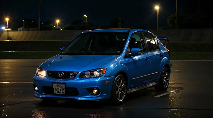 invadir autodromo a noite, with a flashlight in his hand and a subaro impreza