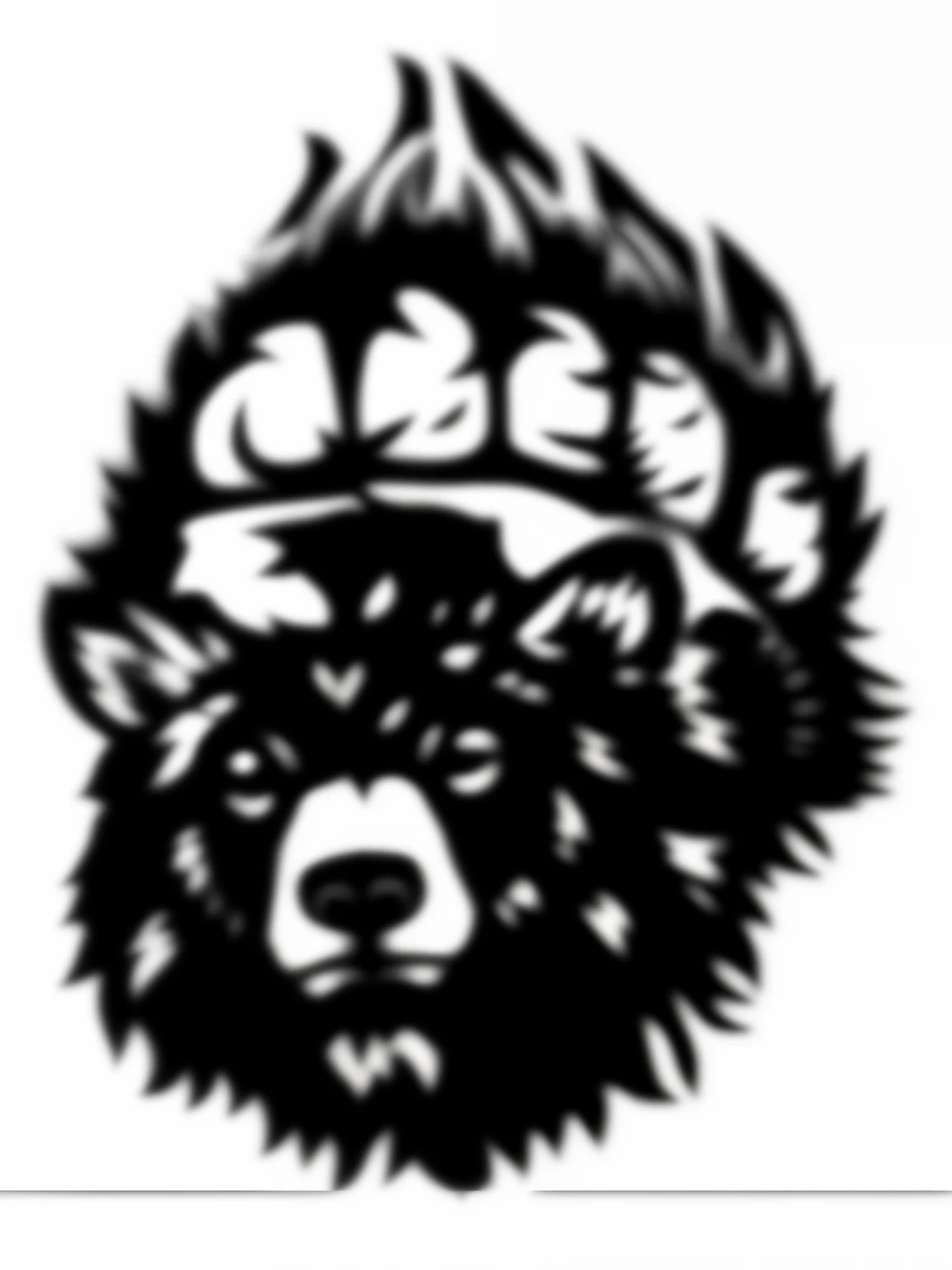 uma imagem em preto e branco de um urso usando uma coroa, mascote, half Grizzly bear, high school mascot, urso bravo, imagem de perfil, Homem urso porco, Meio urso, Foto de alta qualidade, high resolution, imagem de perfil, imagem de perfilture, Grizzly, f...