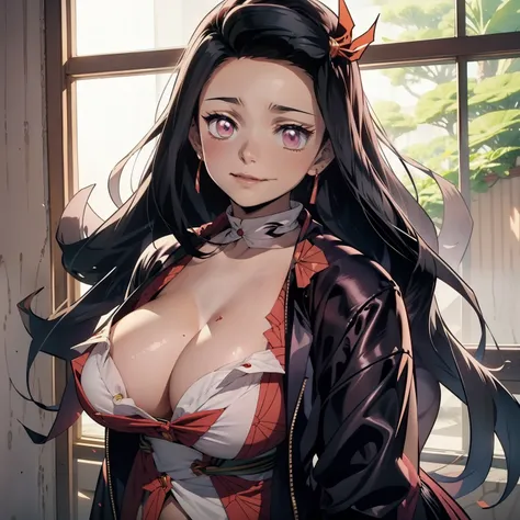 nezuko,demon slayer,big cleavage,sexy clotingh 