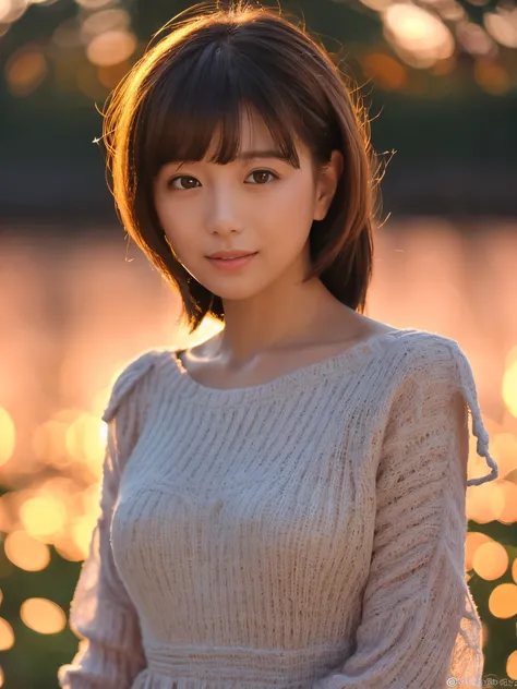 1 Japanese lady, Extremely beautiful, (Extremely cute), (extremely detailed beautiful face), Amazing face and eyes, rather dense hair、bob cuts、slightly brighter eyes、normal makeup、(Mini dress with camisole)、(Best Quality:1.4), (Ultra-detailed), extremely d...