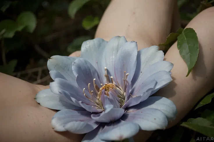 Uma foto de uma flor BLUE, desabrochando, numa floresta escura e morta, bonita, 8k Ultra HD, alta qualidade