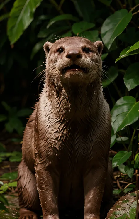 otter, french outfit, high quality in jungle, 4k, hdr, realistic, animal