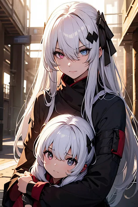 (masterpiece, best quality:1.2), illustration, 8k, hd, solo, (((2girls, mother and daughter,))) bangs, hair between eyes, white ...