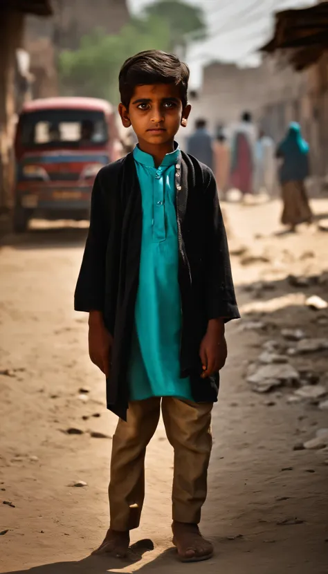 poor pakistani boy，Street photography，A high resolution, prepare elections