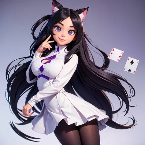 a girl with cat ears,8k highly detailed, casual games, , 3d art style, full body image,white background,big eyes,black hair,cute...