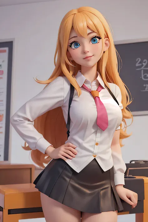 alafid woman in short skirt and tie posing for photo, hyperrealistic schoolgirl, a hyperrealistic schoolgirl, render of a cute 3...