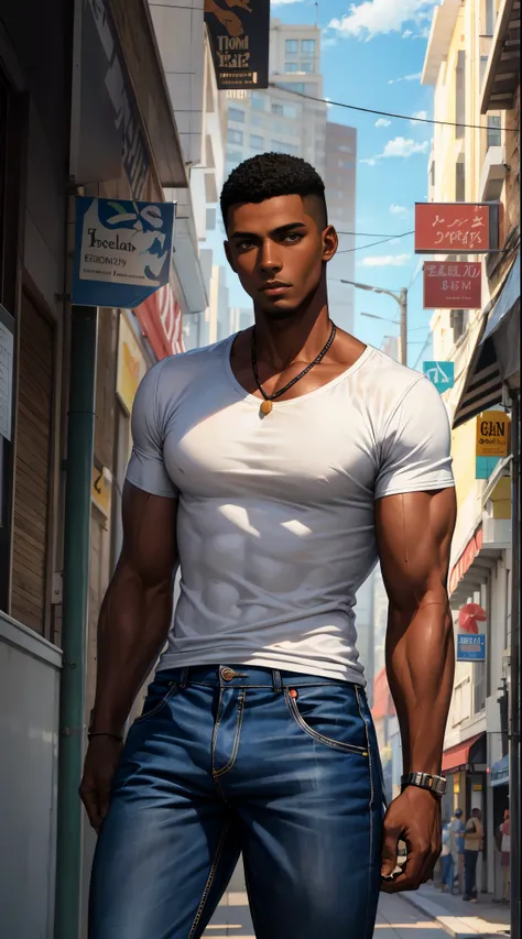 (best quality:1.1),original, 1man,  a handsome man with dark skin, african american man with natural hair, short hair, buzzcut, ...