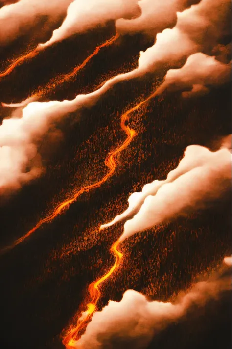 A raging sea of flame, fiery waves crashing against obsidian cliffs, molten lava spewing into the turbulent waters, a desolate and ominous atmosphere, Photography, shot with a telephoto lens, f/2.8 for shallow depth of field, --ar 16:9 --v 5