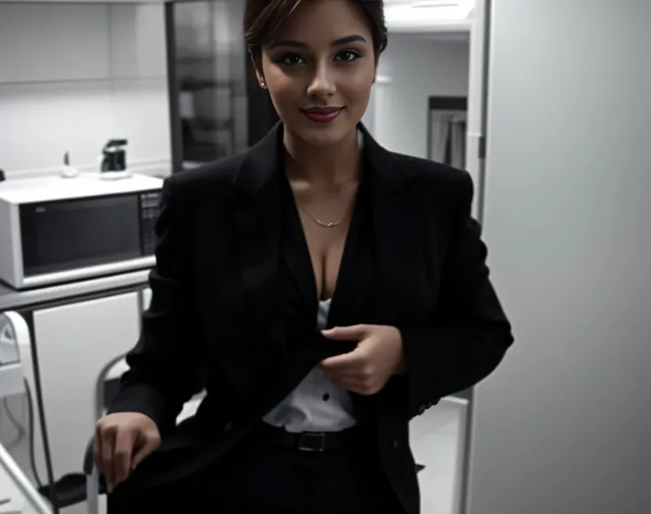 Linda mulher brasileira, Mulher em uma jaqueta preta, Mulher francesa na casa dos 30 anos, garota de terno, vestindo um terno formal, em um terno rigoroso, garota de terno, provavelmente na casa dos 30, wearing a business suit, em um terno rigoroso, she is...