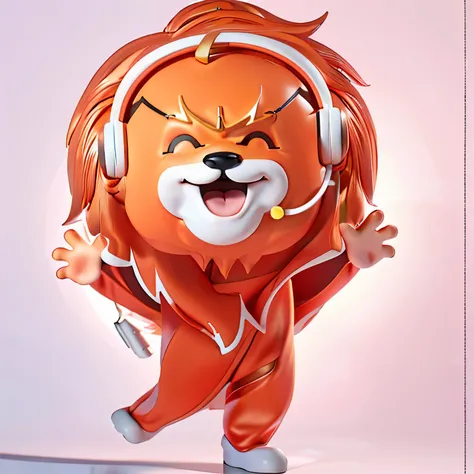 With headphones和麦克风的卡通狮子, cute lion, mascot illustration, trending on dribbble.com mascot, 3D full body lion, With headphones, lion icon, robot lion, avatar for website, dancing figures, telegraph stickers design, With a lion&#39;s mane, Dancing with a smi...