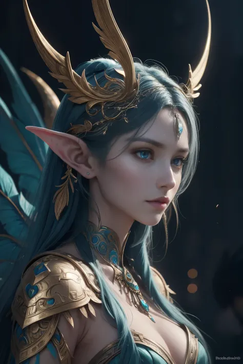 (Best quality, 4k, High-resolution, Masterpiece:1.2), Ultra-detailed, Realistic, Radiant lighting, Epoch Elves, Portraits, Fantastical colors, Fine art, Ethereal beings, Dreamlike, Whimsical creatures, Detailed facial features, Glowing eyes, Elven beauties...