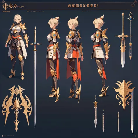 (Design sheet:1.3), (multi-angle and detailed view:1.3), ((masterpiece, best quality)), (unity 8k wallpaper), (absurdres, ultra highres, ultra detailed:1.5), extremely detailed CG, super fine illustration,man in armor,silver armor,sword seen from the side,...