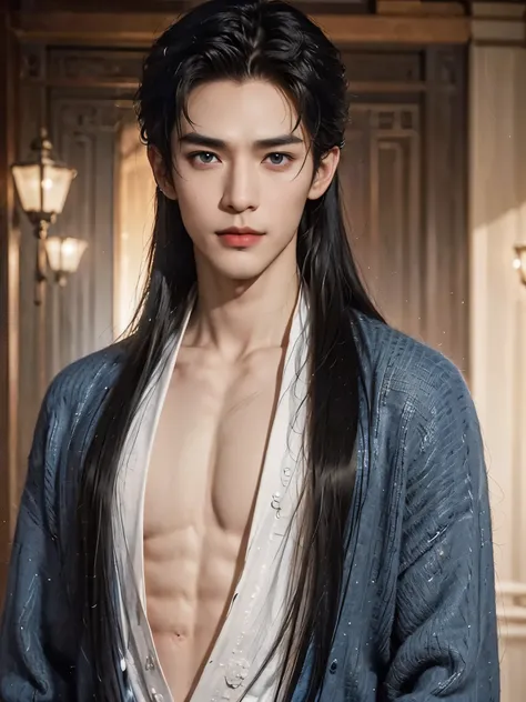 in style of delphin enjolras, character concept design, half body，
(male character design），（melancholic handsome chinese man pan...