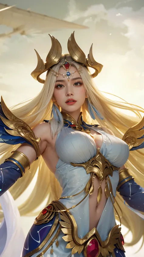 a close up of a woman in a white dress with a long white hair, beautiful celestial mage, full portrait of elementalist, full body xianxia, heise jinyao, onmyoji detailed art, g liulian art style, extremely detailed artgerm, by Yang J, white haired deity, a...