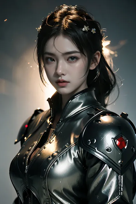 Game art，The best picture quality，Highest resolution，8K，((A bust photograph))，((Portrait))，(Rule of thirds)，Unreal Engine 5 rendering works， (The Girl of the Future)，(Female Warrior)， 22岁少女，(Female hackers)，(Ancient Oriental hairstyle)，(A beautiful eye ful...