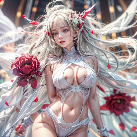 (NSFW:-0.9, nipple:-0.9, Acutance:0.85, White and Red, Mystic sight, ((many Dazzling flush lights with lens flares) and lens Ghost), Luminous Particles, many colorful Lights ) . best quality, (masterpiece:1.3, realistic, photorealistic, ((analog photo:1.37...