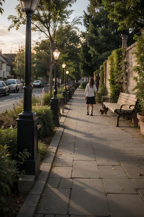 ((best quality)), (landscape render),(landscape desig)
 landscape with trees, people with dogs, people sitting on bench and streetlights, people walking in the garden