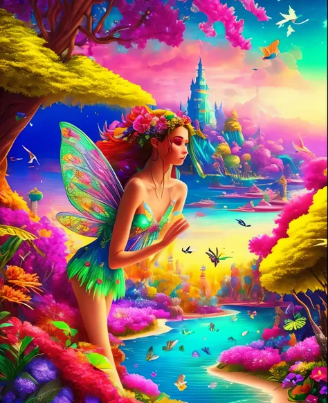 a fairy in colorful paradise. 