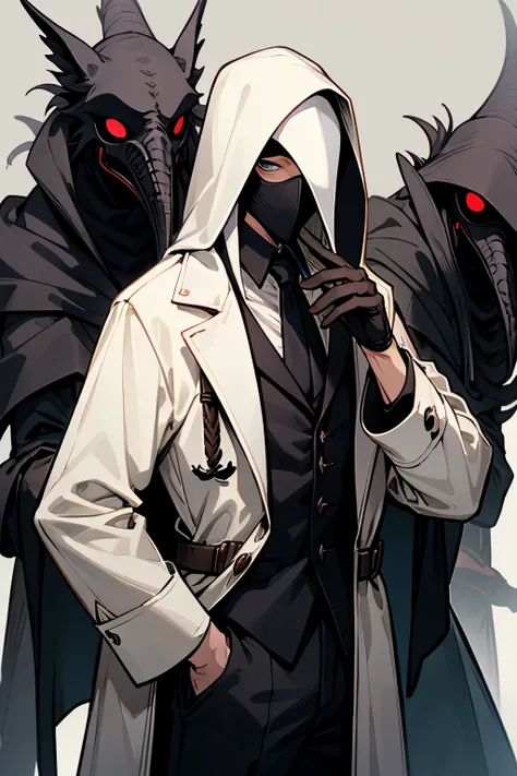 Put your hand in your pocket, The hair stands up, Final Fantasy, plague doctor,young male, Fantasy, handsome ,Talk a lot, Middle Ages, Shot hair, white jacket plague doctor,portrait
