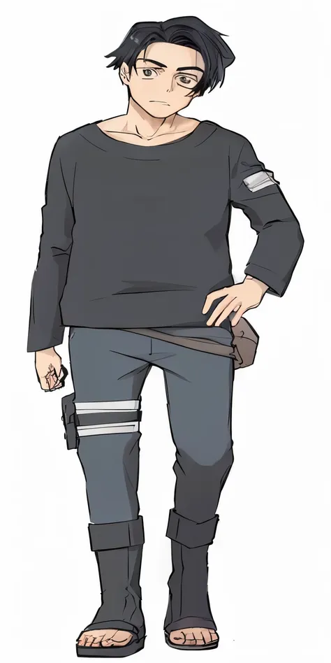 a cartoon of a man with a knife and a black shirt, anime full body illustration, as an anime character, inspired by Kamisaka Sekka, full body details, makoto shinkai style, anime style character, full body illustration, single character full body, style an...