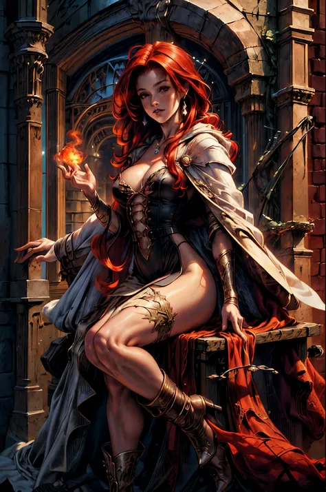 high details, best quality, 8k, [ultra detailed], masterpiece, best quality, (extremely detailed), full body, ultra wide shot, julie bell style (ultra details, Masterpiece, best quality), fantasy art, dnd art,fantasy art, realistic art, a sorceress casting...