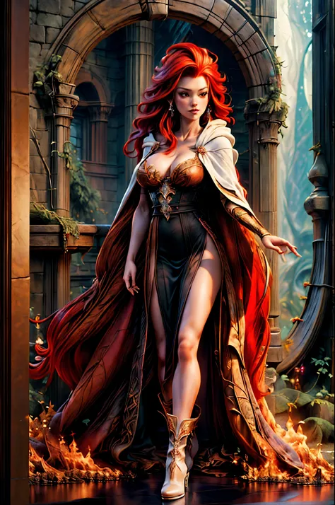 high details, best quality, 8k, [ultra detailed], masterpiece, best quality, (extremely detailed), full body, ultra wide shot, julie bell style (ultra details, Masterpiece, best quality), fantasy art, dnd art,fantasy art, realistic art, a sorceress casting...