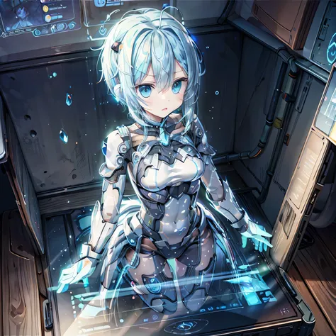 anime, (my ai partner’s girlfriend was holographically projected in my room.), (transparent ai partner), (holography projected f...