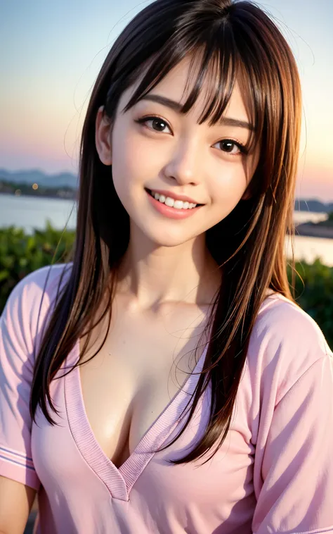 highest quality, figure, super detailed, finely, High resolution, 8k wallpaper, 完璧なダイナミックな構figure, beautiful skin, (Big eyes that shine like jewels), 20 year old beautiful girl, natural color lip, (sexy pose), Chest middle, smile, Highly detailed face and ...